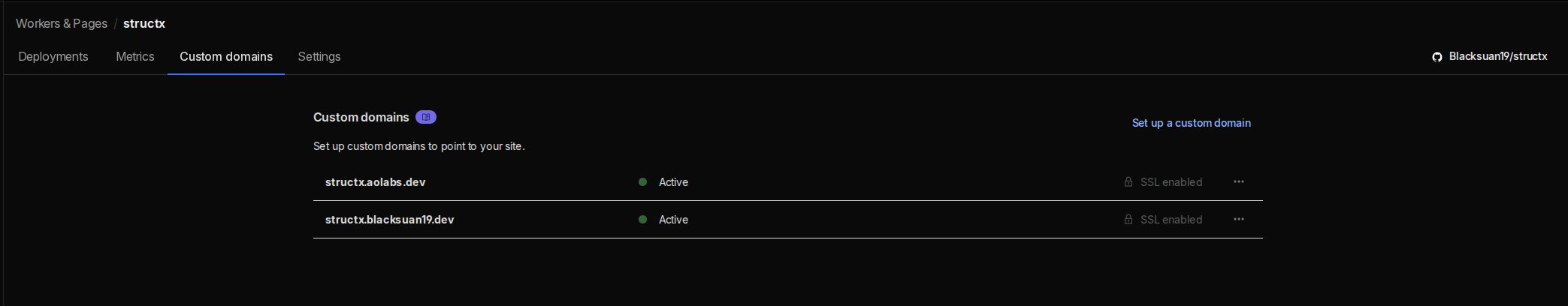 cloudflare pages custom domains screenshot